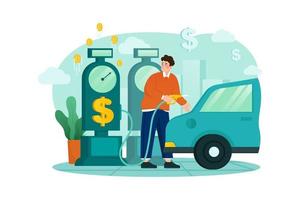 Businessman fueling car from Dollar pump vector