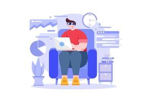 Business Person Working Using VR Tech vector