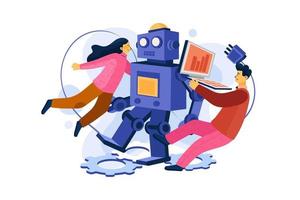 Robotics Flat Illustrations Concept vector