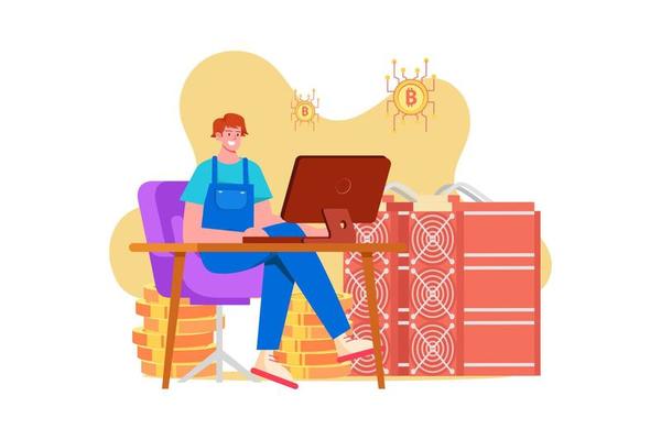 Man setting up a blockchain mining rig