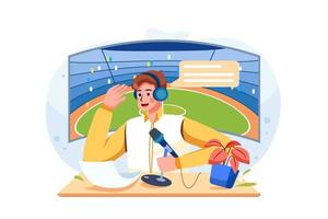 Sports commentator Flat Illustrations Concept vector