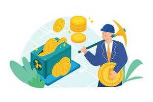 sistema de minería de bitcoins vector