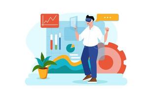 Business person working using VR Tech vector