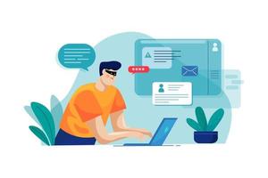 Account Hacking Flat Illustrations Concept vector