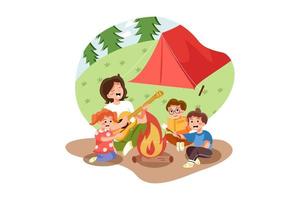 Kids Enjoying Picnic vector