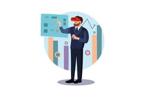 Business person working using VR tech vector