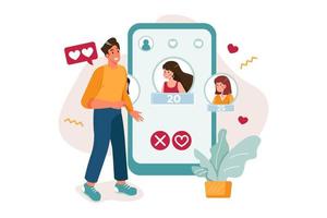 Boy selecting age in dating app vector