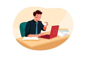 Businessman Working On Laptop vector