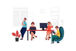 Employees busy in the office. Group of business people working in a room vector