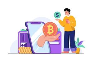 Cryptocurrency Exchange Flat Illustration Concept vector