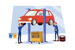 concepto de ilustración de reparación de automóviles vector