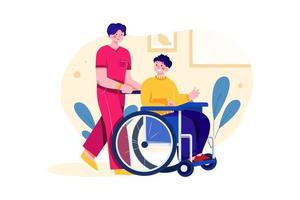 Man in wheelchair Flat Illustrations Concept vector