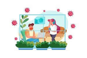 The couple is social isolation and working from home vector