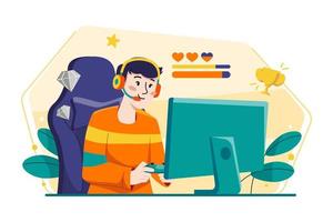 Gaming concept. People gamers playing online video game. Modern flat  cartoon style. Vector illustration 22445335 Vector Art at Vecteezy