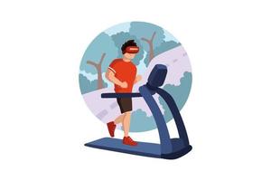 Virtual fitness using VR tech vector