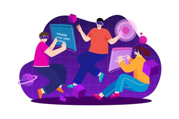 Virtual Community Illustration concept
