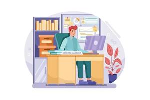 General Manager flat Illustration concept vector