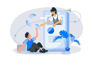 Online course with people helping each other vector