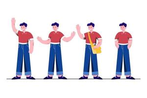 Character Poses Flat Illustrations Concept vector