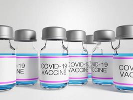 3D rendering of Covid-19 vaccines bottles photo