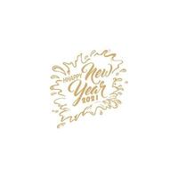 Happy 2021 New Year. Holiday Vector Illustration With Lettering Composition And Burst.