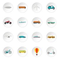 conjunto de iconos de transporte, estilo plano vector