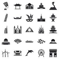 World religion icons set, simple style vector