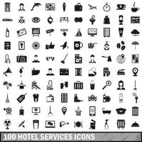 100 iconos de servicios de hotel, estilo simple vector