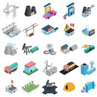 Power icons set, isometric style vector