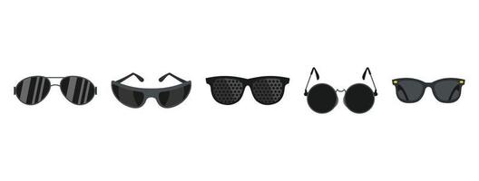 conjunto de iconos de gafas negras, estilo plano vector