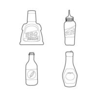 conjunto de iconos de botella de salsa, estilo de contorno vector