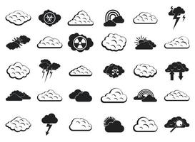 Cloud icon set, simple style vector