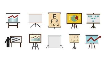 Conference banner icon set, flat style vector