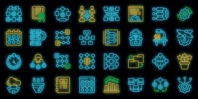 Workflow icons set outline vector. Sitemap plan vector neon