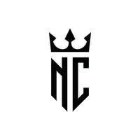 logo nc o cn con vector de icono de corona.