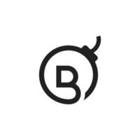 Initial letter B logo with Bomb vector design concept