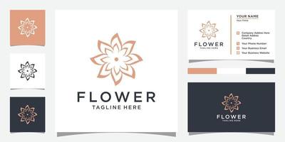 Flower logo vector design template with business card design.
