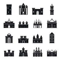 Towers and castles icons set, simple style vector