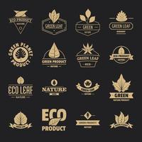 conjunto de iconos de logotipo de hoja ecológica, estilo simple vector