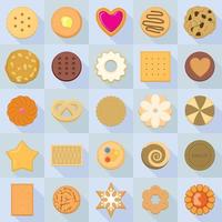 conjunto de iconos de galletas, estilo plano vector