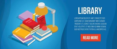 Library concept banner, isometric style vector