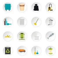 Garbage thing set flat icons vector