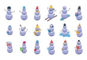 Snowman icon isometric vector. Christmas ice vector