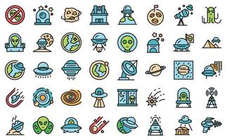 conjunto de iconos de extraterrestres espaciales vector plano