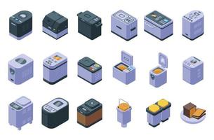 Breadmaker icons set isometric vector. Kitchen machine vector