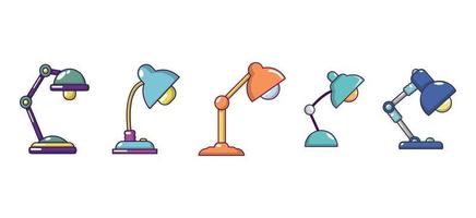 Table lamp icon set, cartoon style vector