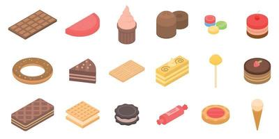 Confectionery icons set, isometric style vector