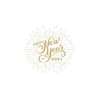 Happy 2021 New Year. Holiday Vector Illustration With Lettering Composition And Burst.