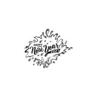 Happy 2021 New Year. Holiday Vector Illustration With Lettering Composition And Burst.