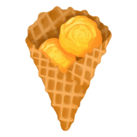 crème glacée à l'aquarelle, clipart sucré peint à la main png